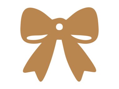 Beyaz arka planda izole edilmiş zarif Altın Yay silueti. Noel süsü, şenlik süsü, hediye paketi, bayram dekoru, kutlama, tarz, zarafet, tasarım unsuru..