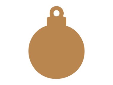 Beyaz arka planda noel süslerinin altın silueti. Tatil dekorasyonu, şenlikli dekorasyon, süs, Noel ağacı, mevsimlik kutlama, tasarım unsuru..