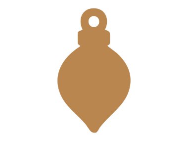 Beyaz arka planda izole edilmiş altın renkli Noel süsü, grafik çizimi. Şenlikli dekorasyon, bayram dekorasyonu, kış kutlaması unsuru, zarif mevsimlik sembol.