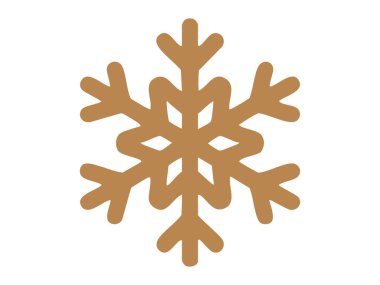 Beyaz arkaplanda izole edilmiş Altın Kar Tanesi simgesi. Kış, kar, dekorasyon, Noel, mevsimsel sembol, bayram teması, tasarım unsuru, grafik illüstrasyon..