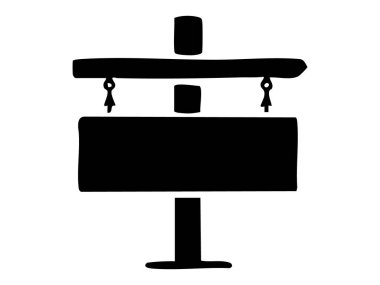 Siyah işaret direği silueti, yön işareti beyaz arka planda izole edilmiş. Navigasyon konsepti, yol gösterimi, seyahat yönleri, simge, işaret, tasarım ögesi.