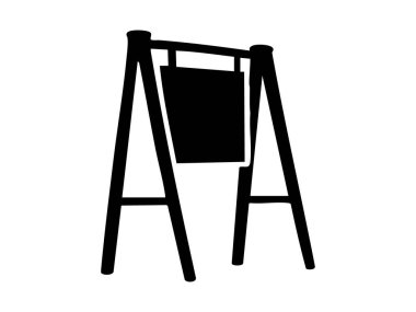 Siyah işaret direği silueti, yön işareti simgesi, beyaz arka planda izole edilmiş. Navigasyon konsepti, yol işaretleri, kılavuz, seyahat, sembol, tasarım ögesi, işaret.