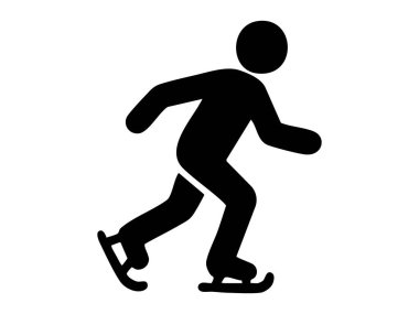 Siyah siluet atlet koşuyor, dinamik spor ikonu, beyaz arka planda izole. fitness, speed, sportmenlik, runner graphic, design element konsepti.