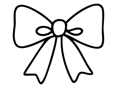 Dekoratif yay çizgisi beyaz arka planda izole edilmiş, resimli. Simge konsepti, şenlikli dekorasyon, kutlama süsleri, hediye paketleme, tatil dekorasyonu.