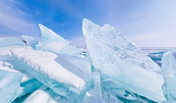 Blaues Eis trübt stereografisches Baikalpanorama — Stockfoto