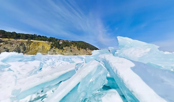 Blue ice hummocks Baikal stereographic panorama — Stock Photo, Image