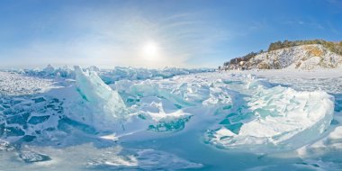 Blue Ice Tepecik Baykal sterografik panorama, Listvyanka