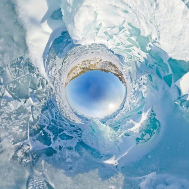 Blue Ice Tepecik Baykal sterografik panorama, Listvyanka