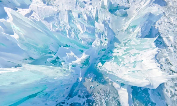 Blue ice hummocks Baikal stereographic panorama, Listvyanka — Stock Photo, Image