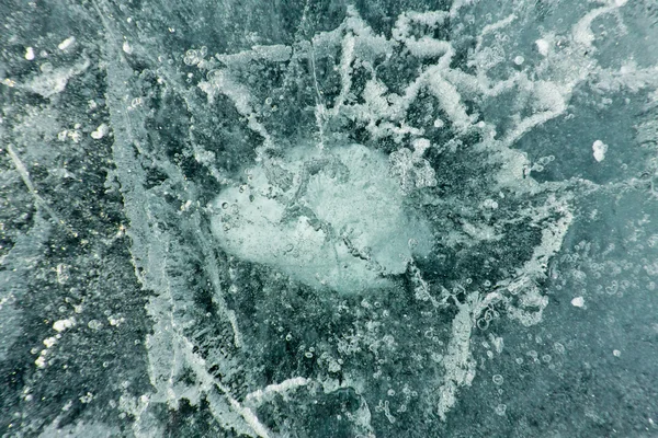 The pattern of cracks on the blue ice of Lake Baikal — Stock Photo, Image