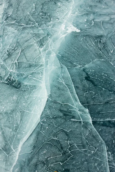 The pattern of cracks on the blue ice of Lake Baikal — Stock Photo, Image