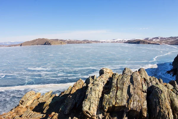 Gelo azul do Lago Baikal, Ilha Olkhon — Fotografia de Stock