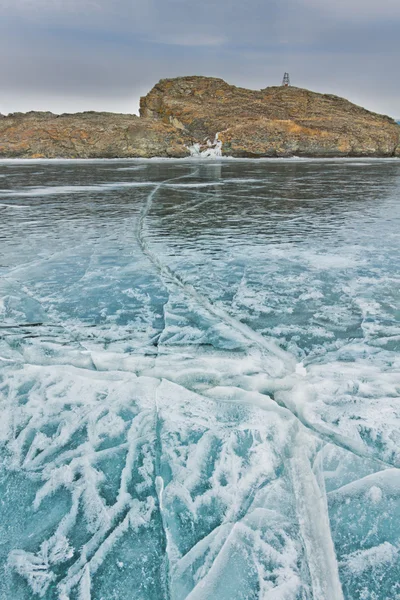 Голубой лед Байкала, остров Ольхон — стоковое фото