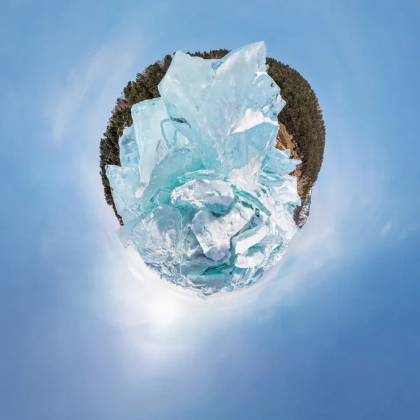Гуммоки льда озера Байкал в стереографической проекции — стоковое фото