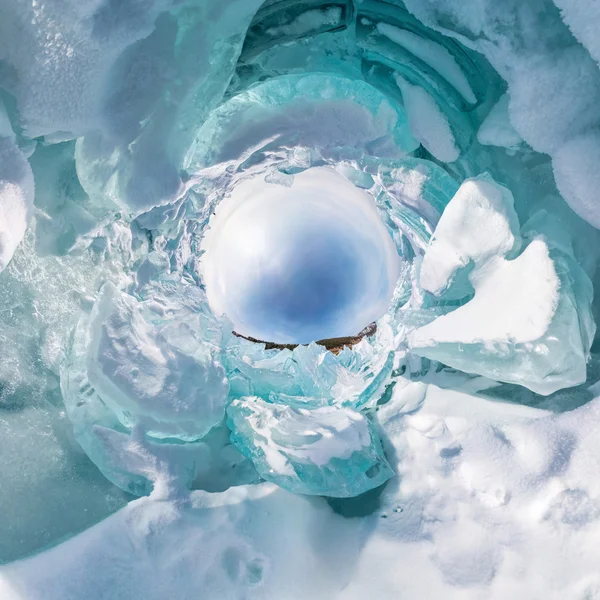 De hummocks van ijs van het Baikalmeer in de stereografische projecti — Stockfoto