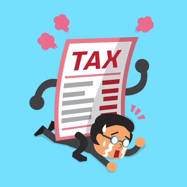 Karikatur eines Geschäftsmannes mit großem Steuerbrief — Stockvektor