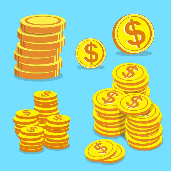 Uppsättning av pengar mynt vektor — Stock vektor