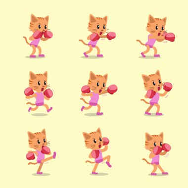 Çizgi film karakteri kedi kickboks egzersiz seti yapıyor