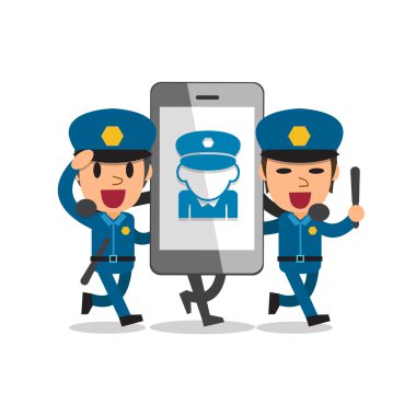 Çizgi film smartphone ile polis