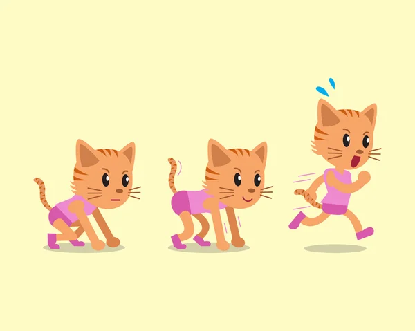 Мультяшний кіт персонаж біжить крок — стоковий вектор
