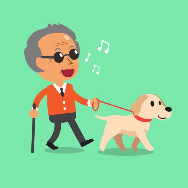 Kör üst düzey adam köpeğiyle yürüyor