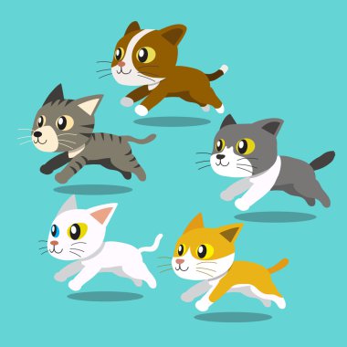 Küme çalışan karikatür kedi