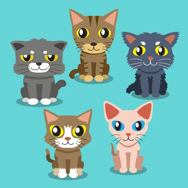 Conjunto de gatos de desenhos animados — Vetor de Stock