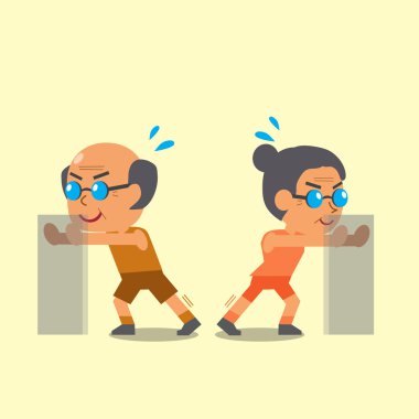 Çizgi film komuta sizde ve buzağı yapıyor kadın kıdemli egzersiz streç