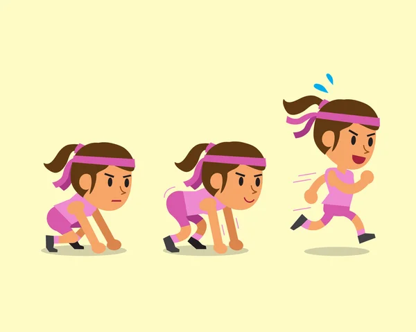 Cartoon woman running step — Stock Vector