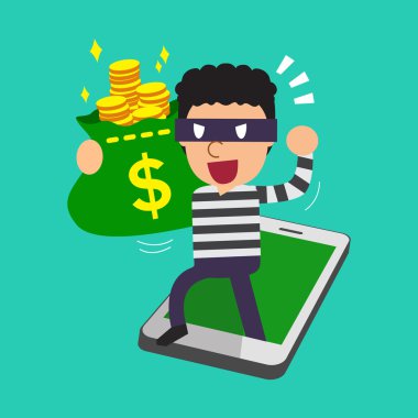 Çizgi film hırsız smartphone çantasından para çalmak