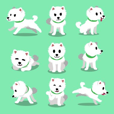 Çizgi film karakteri Japon spitz köpek pozlar