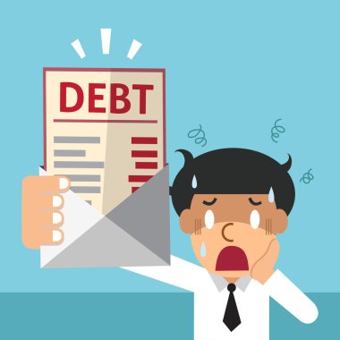 Çizgi film işadamı ve borç mektup