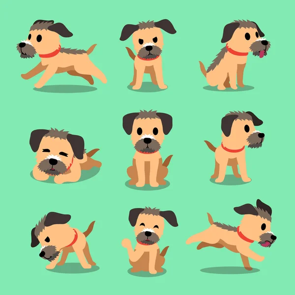 Cartoon personnage frontière terrier chien pose — Image vectorielle