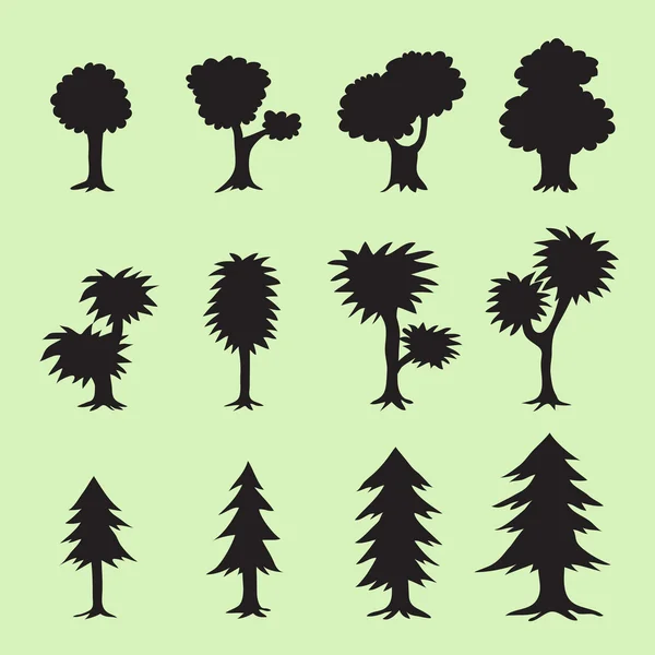 Collezione silhouette albero — Vettoriale Stock