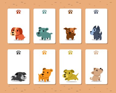 Çizgi film köpekler kartı şablon seti