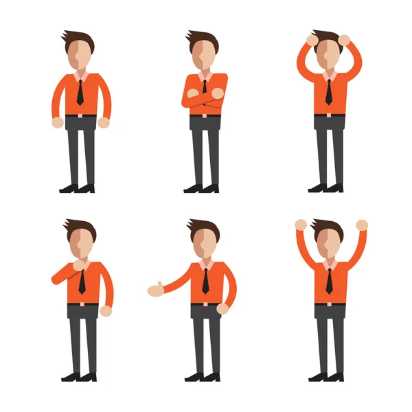 Set of businessman character poses — Stock Vector