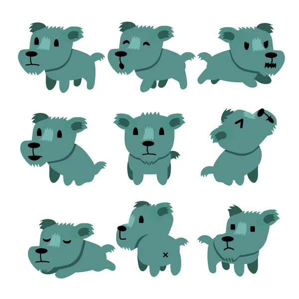 Desenhos animados cão personagem poses set —  Vetores de Stock