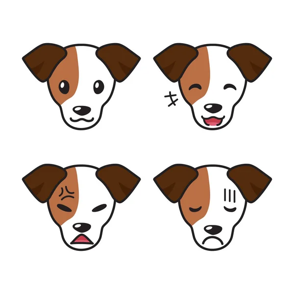 Набір Джек Російських Тер Єрів Собак Показують Різні Емоції Дизайну — стоковий вектор