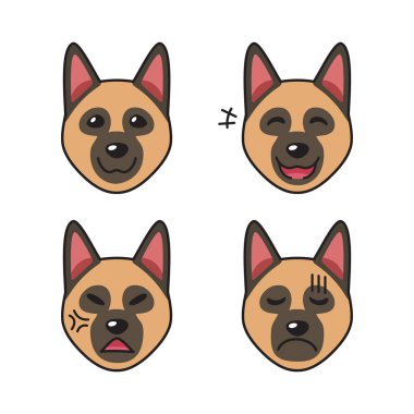 Alman çoban köpeği suratları dizayn için farklı duygular gösteriyor..