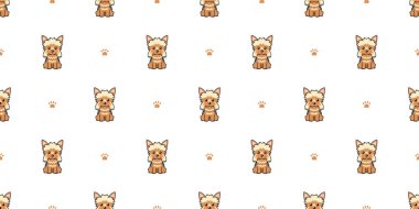 Çizgi film karakteri Yorkshire Teriyeri tasarım için kusursuz desen arkaplanı.