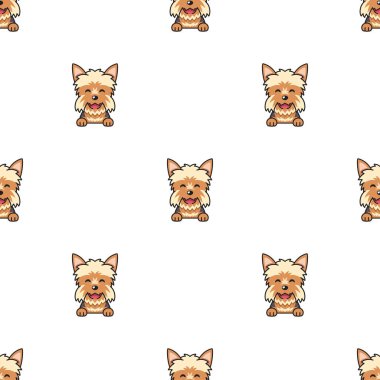 Tasarım için vektör çizgi film karakteri Yorkshire terrier köpeğinin kusursuz desen arkaplanı.