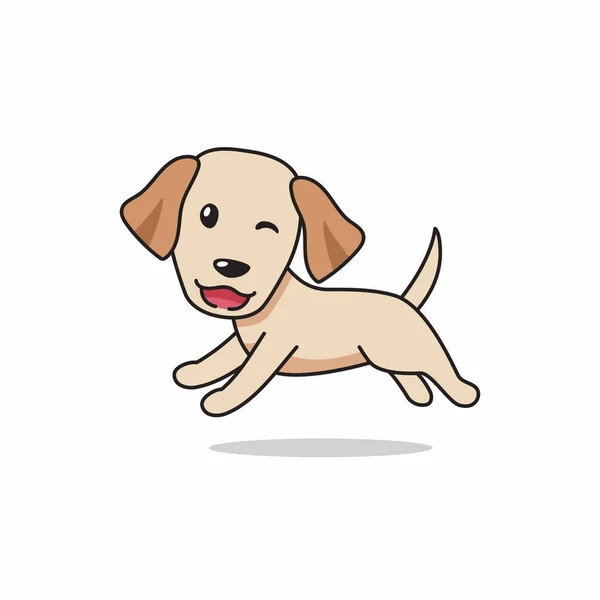 Vector Cartoon Character Happy Labrador Retriever Dog Running Design — Stock Vector