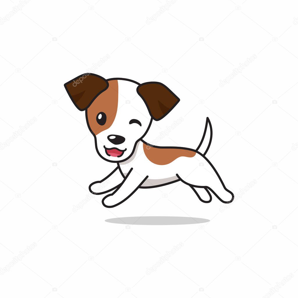 Vector cartoon character happy jack russell terrier dog running for design.