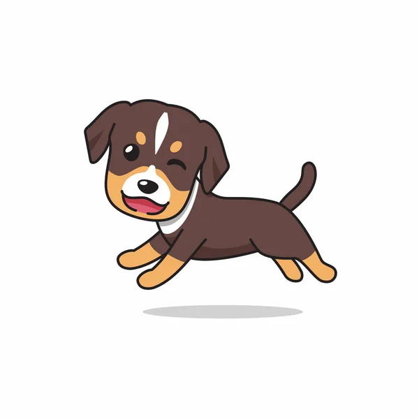 Vector Cartoon Character Happy Brown Dog Running Design — Stock Vector