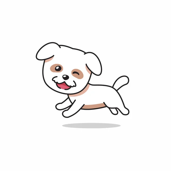 Vector Cartoon Character Happy White Dog Running Design — Stock Vector