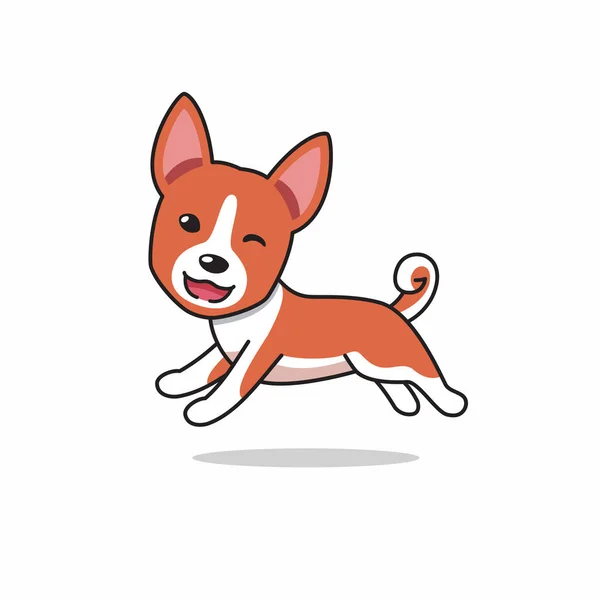 Vector Personaje Dibujos Animados Feliz Perro Basenji Corriendo Para Diseño — Vector de stock