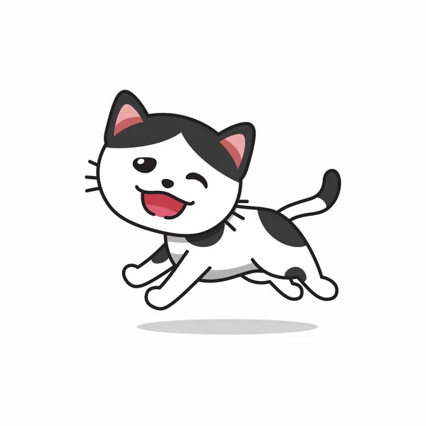 Vector Cartoon Character Cute Cat Running Design — Stock Vector