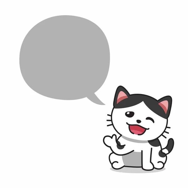 Мультяшний Персонаж Щасливий Кіт Мовною Бульбашкою Дизайну — стоковий вектор