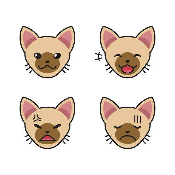 デザインのための異なる感情を示す茶色の猫の顔のセット — ストックベクタ