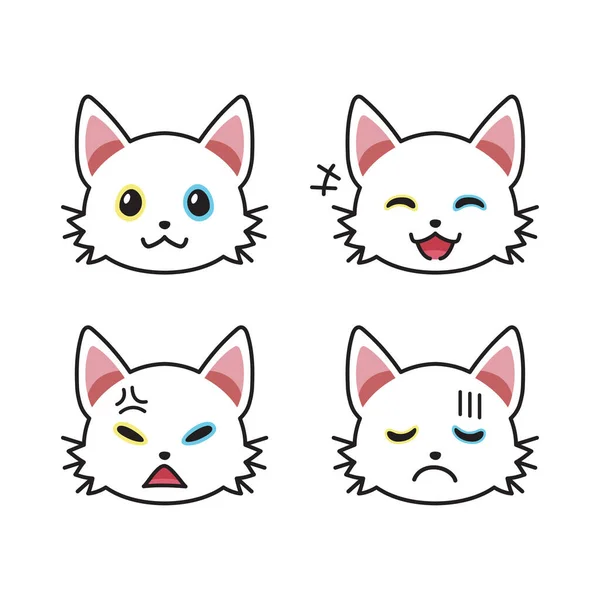 Conjunto Caras Gato Mostrando Diferentes Emociones Para Diseño — Archivo Imágenes Vectoriales